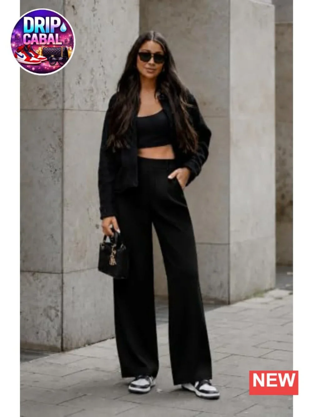 High Waisted Wide Leg Pants, Stretchy Pull On Slacks with Pockets, Business